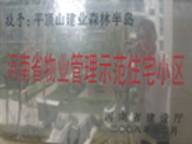 2008年12月17日，平頂山森林半島被 評為"河南省物業(yè)管理示范住宅小區(qū)"榮譽(yù)稱號。